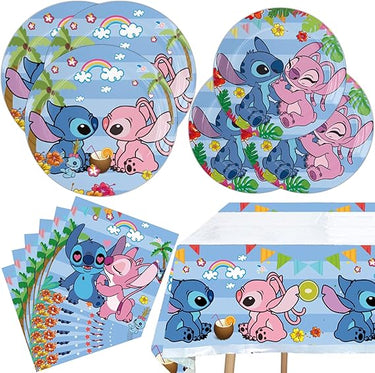 Stoviglie per Feste di Compleanno, Cartoon Piatti Carta Festa Set, 41 Pezzi Stoviglie Compleanno Bambino per Feste a Tema Decorazione